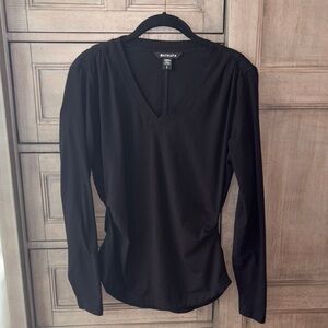Athleta Black V-Neck ruched Women's Top, size small